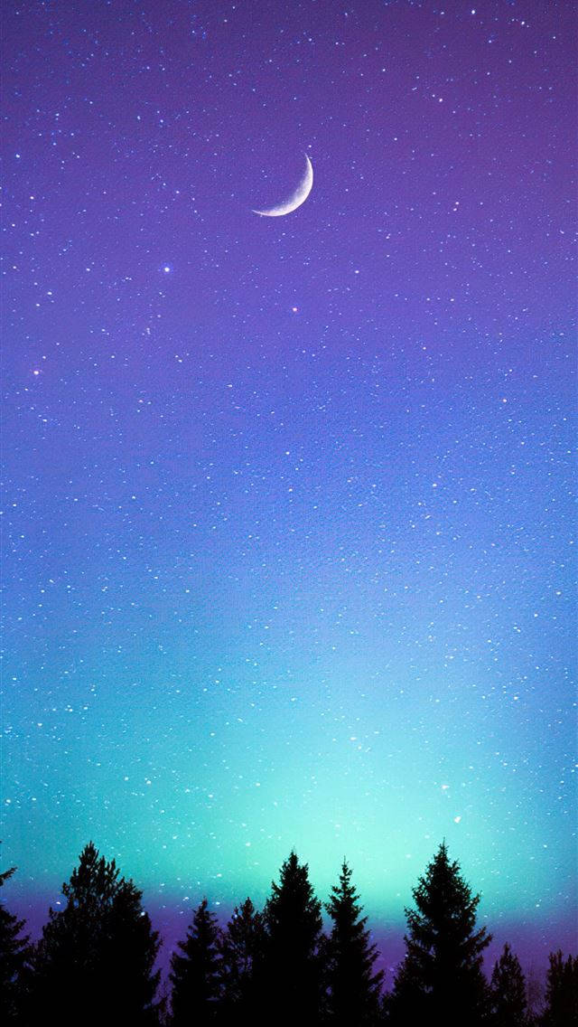 Purple Galaxy And Crescent Moon iPhone, crescent moon, stars, SD Phone Wallpaper