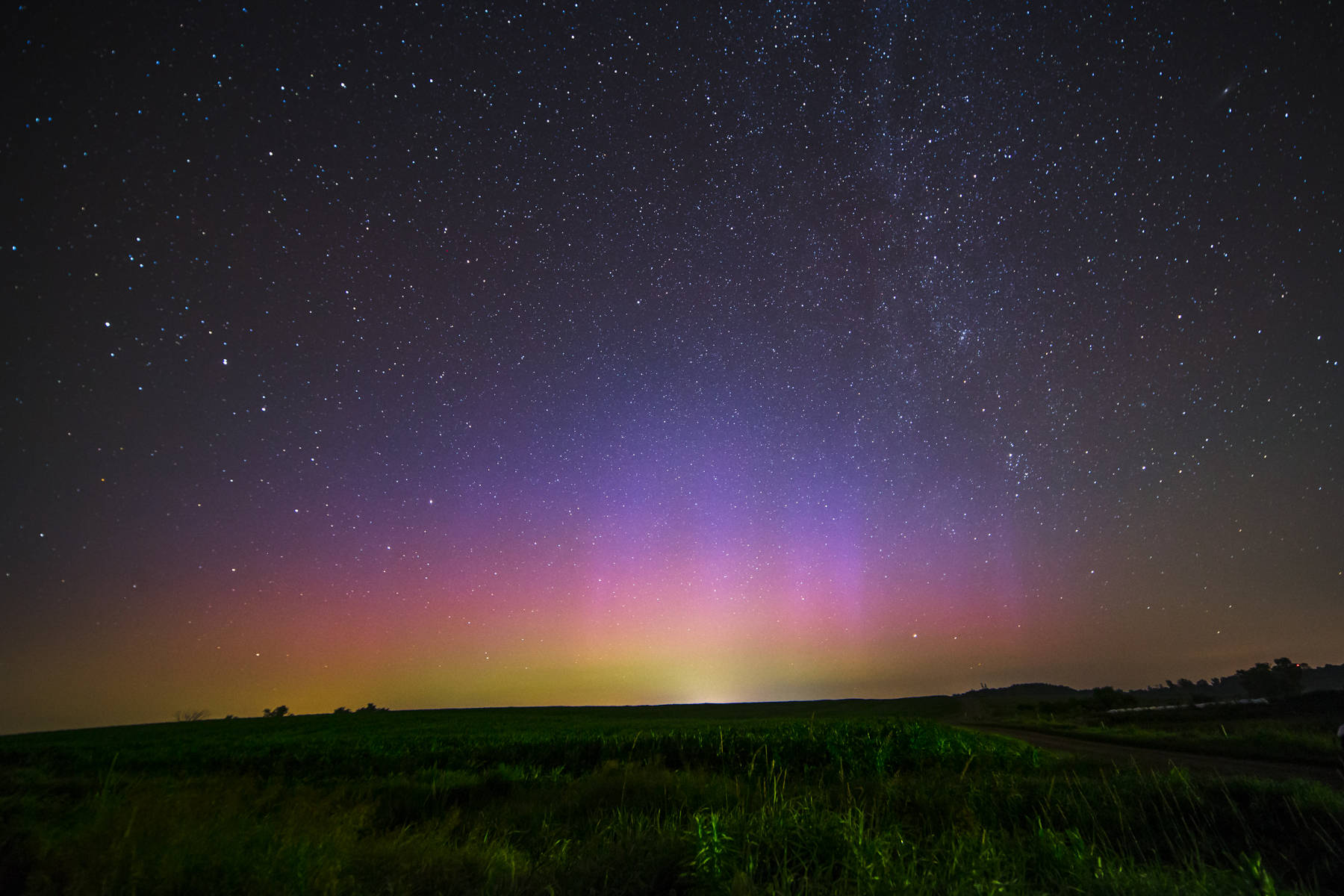Purple Night Sky, rainbow gradient, starry night sky, HD Desktop Wallpaper