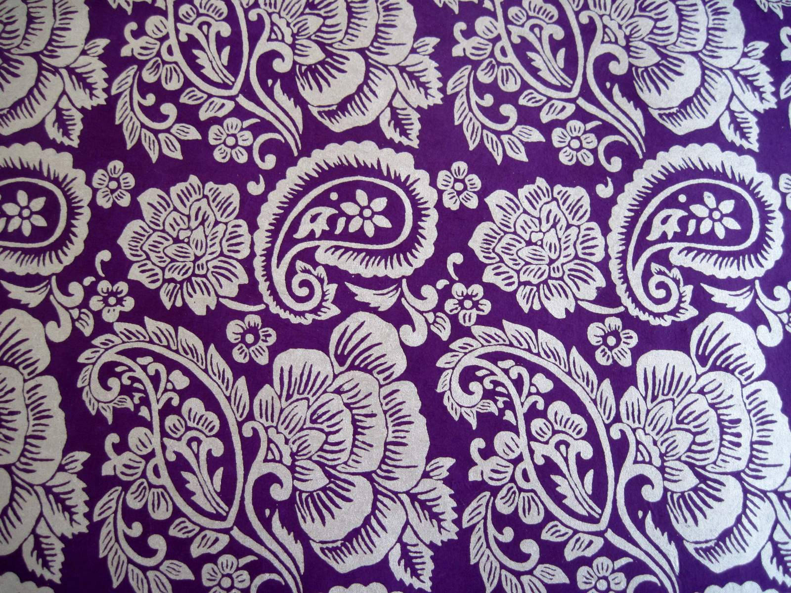 purple paisley print, vibrant purple fabric, intricate white paisley, HD Desktop Wallpaper