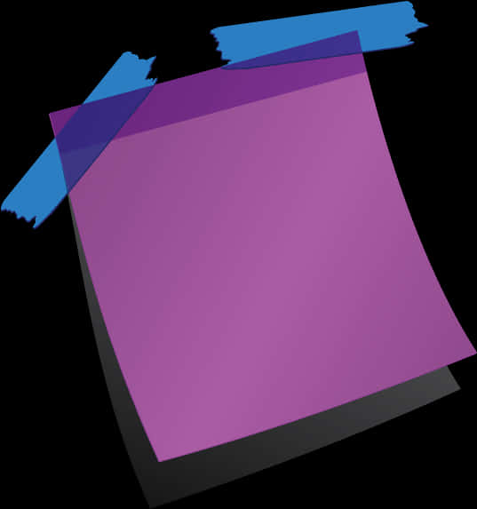 Purple Sticky Note, Blue Tape, Stark Black Background, SD Phone Wallpaper