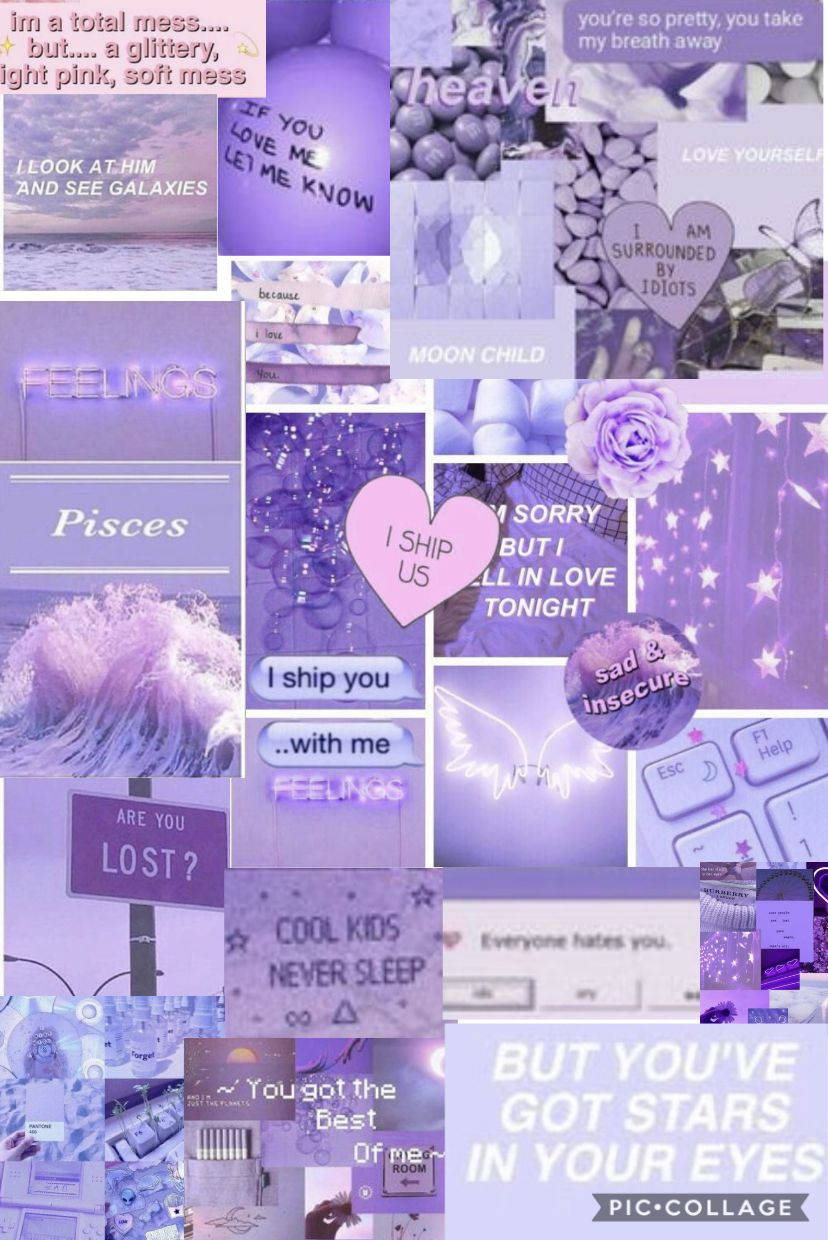 pastel purple, dreamy purple-themed digital collage, romantic quotes, SD Phone Wallpaper