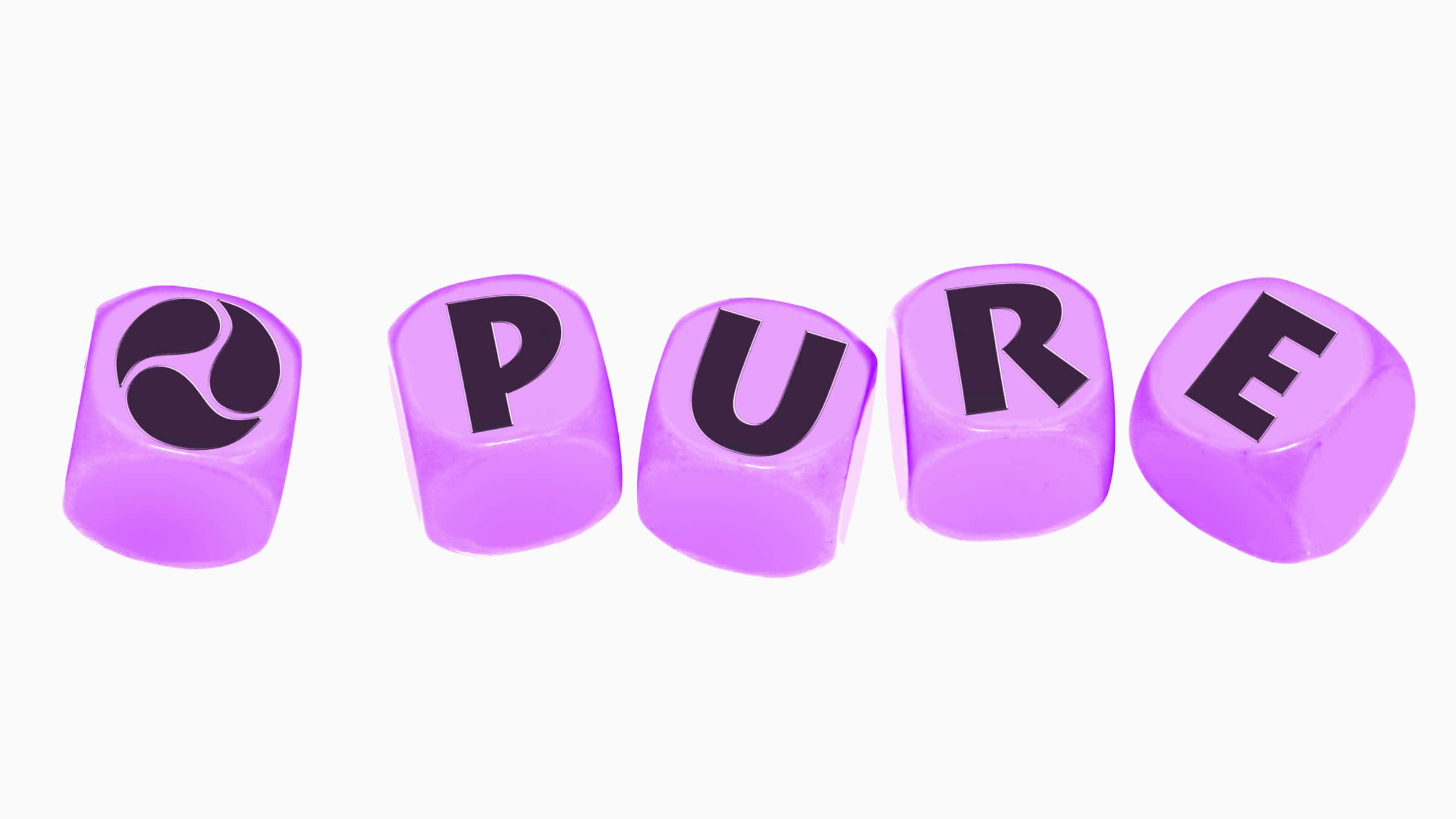 purple dice, pure, black letters, 2K Desktop Wallpaper
