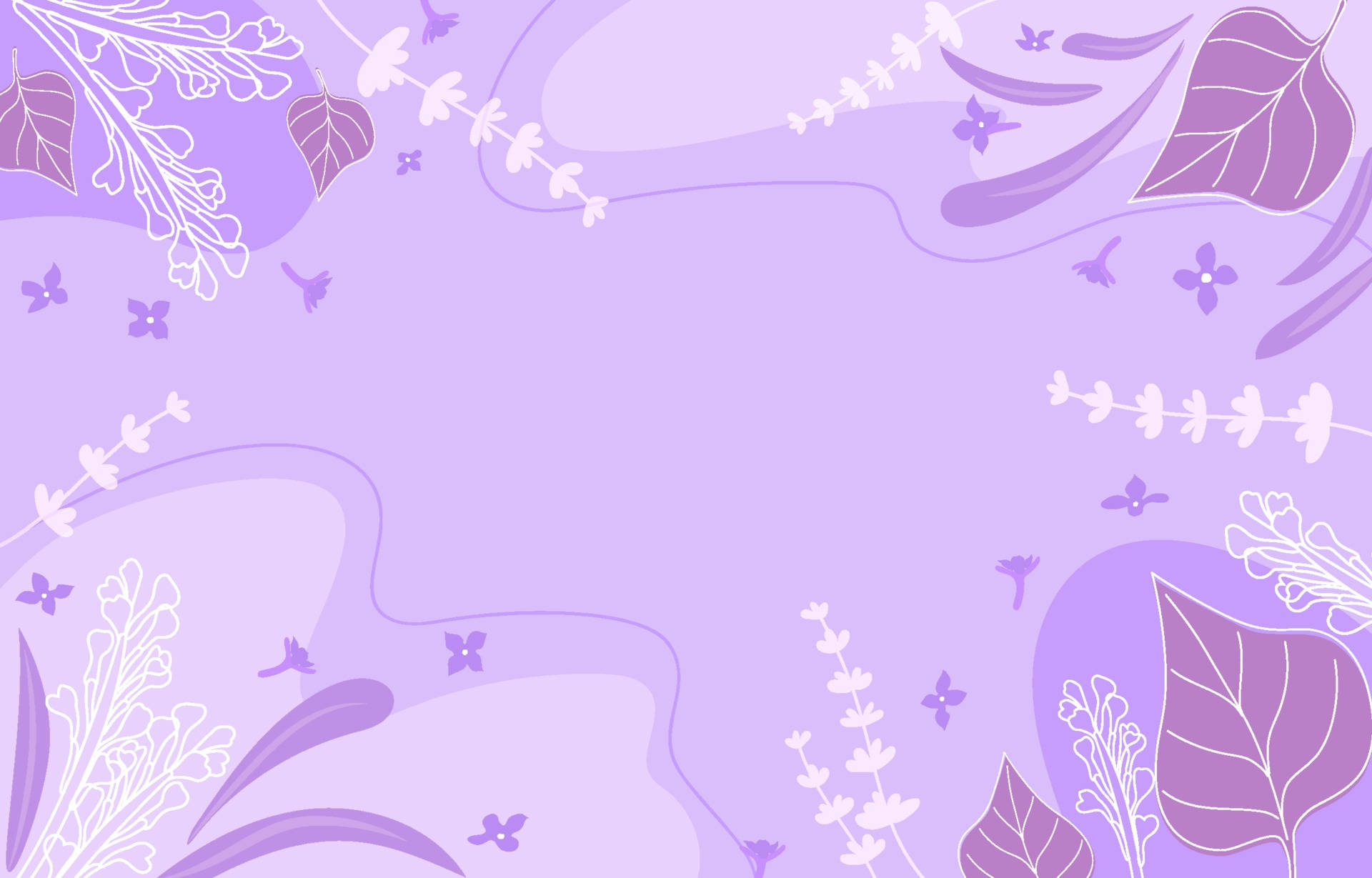 Purple Pastel Aesthetic, lavender background, purple and white botanical elements, Full HD Desktop Wallpaper