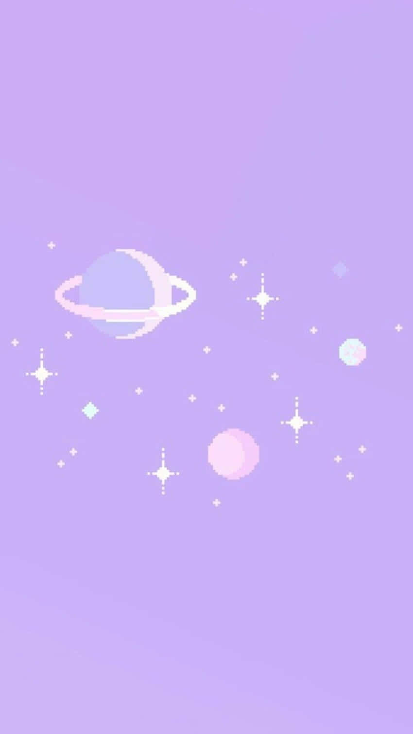 pastel purple space aesthetic, pixelated lavender space scene, ringed planet, HD Phone Wallpaper