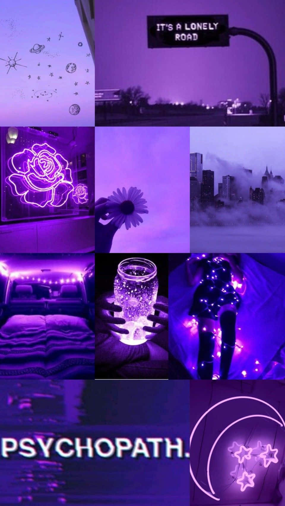 Purple Pastel iPhone, neon lights, cosmic symbols, HD Phone Wallpaper