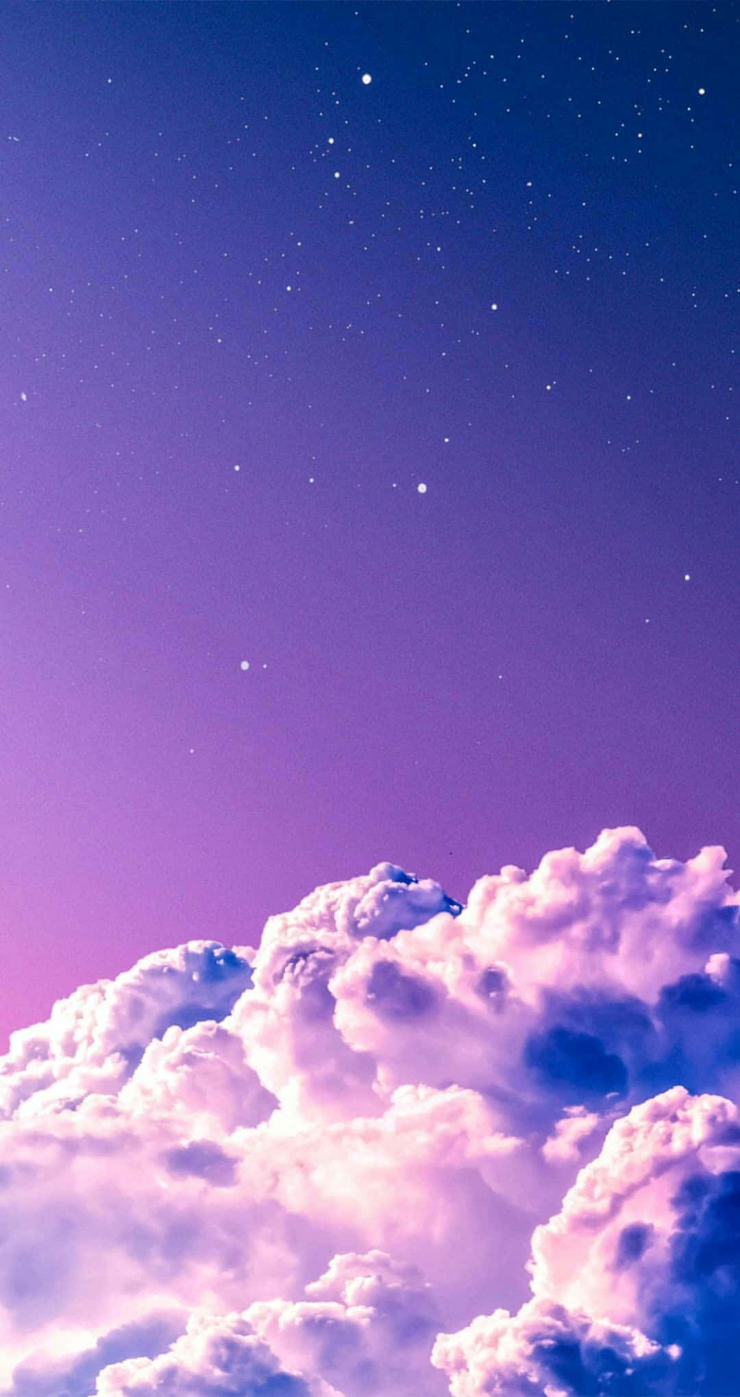 purple sky, clouds, stars, Full HD Phone Wallpaper
