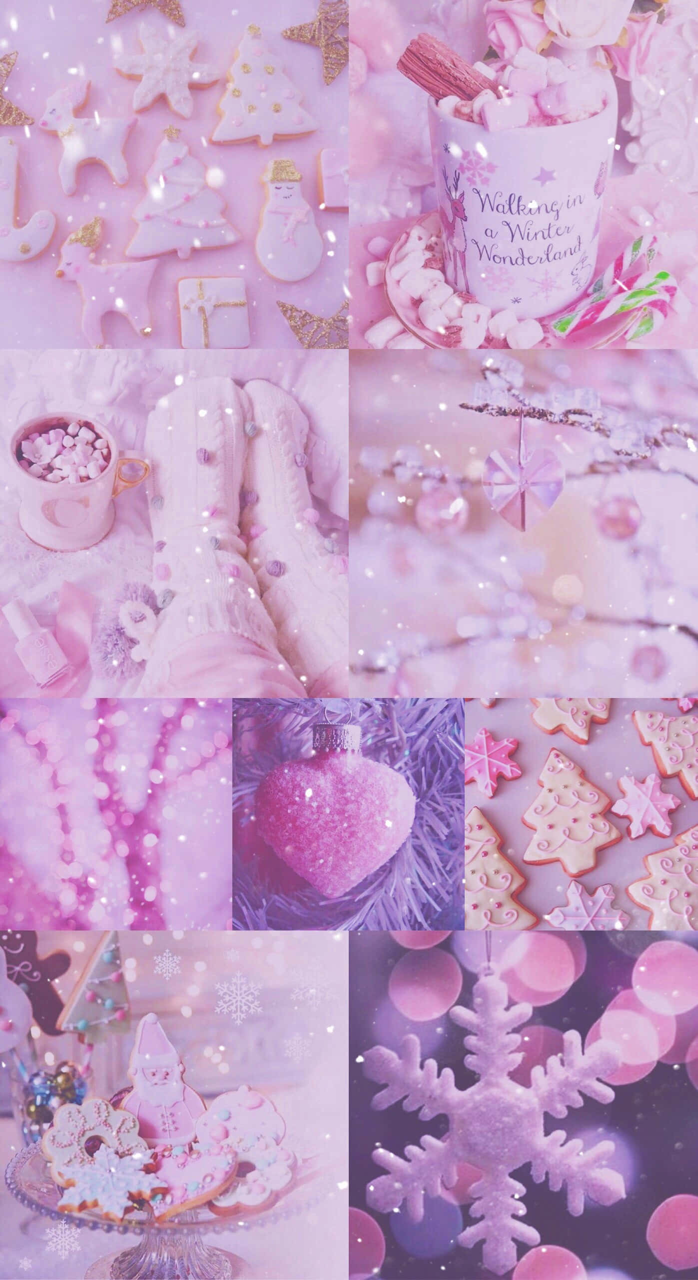 Purple Pastel iPhone, pink winter, cookies, 2K Phone Wallpaper