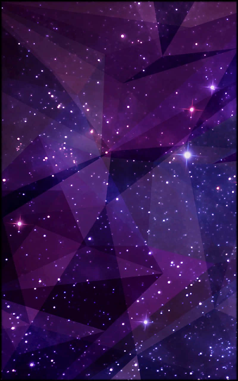 Galaxy Theme, purple geometric shards, sparkling stars, HD Phone Wallpaper