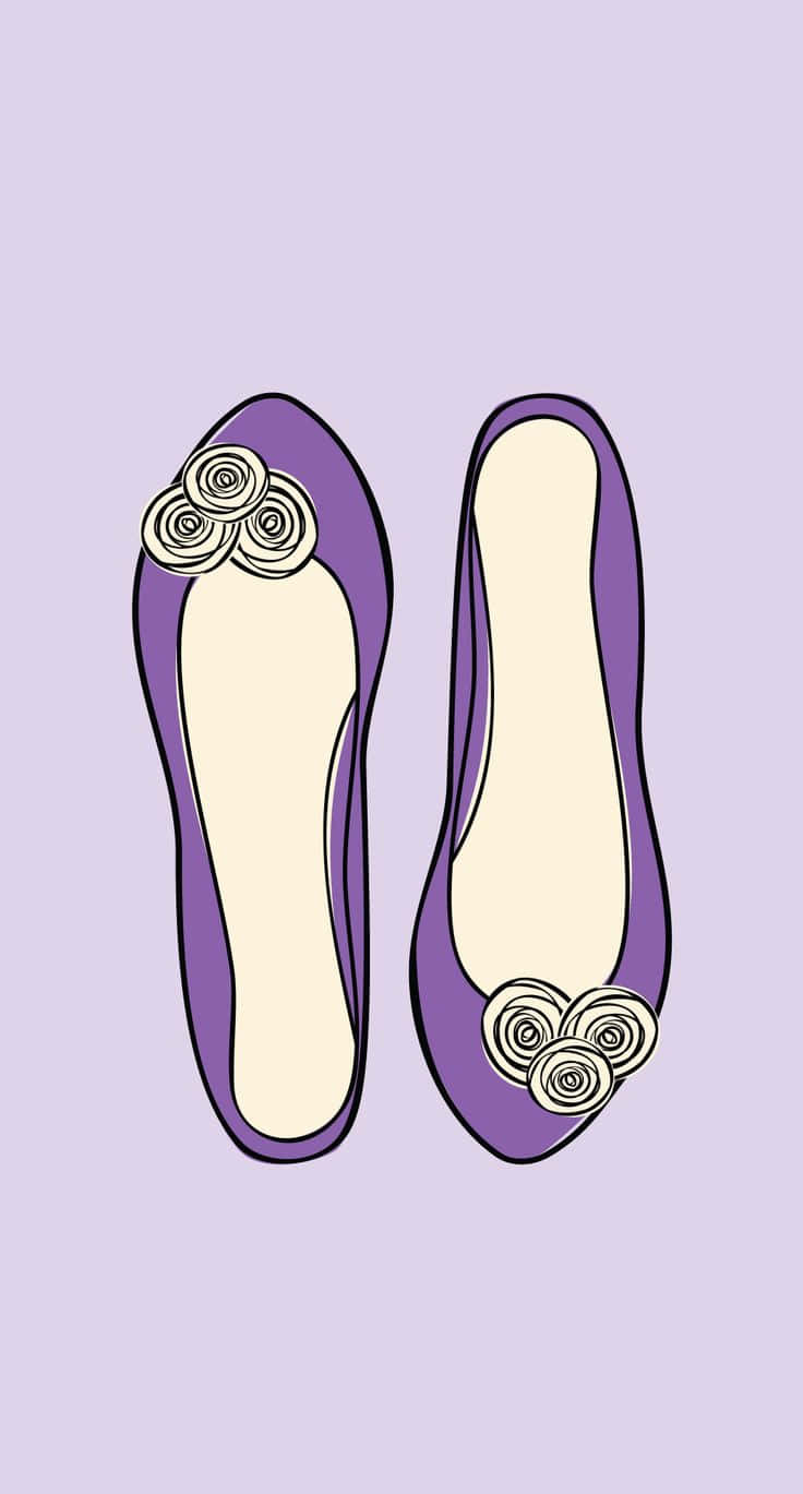purple floral ballet flats, cream-colored rose embellishments, soft lavender background, HD Phone Wallpaper