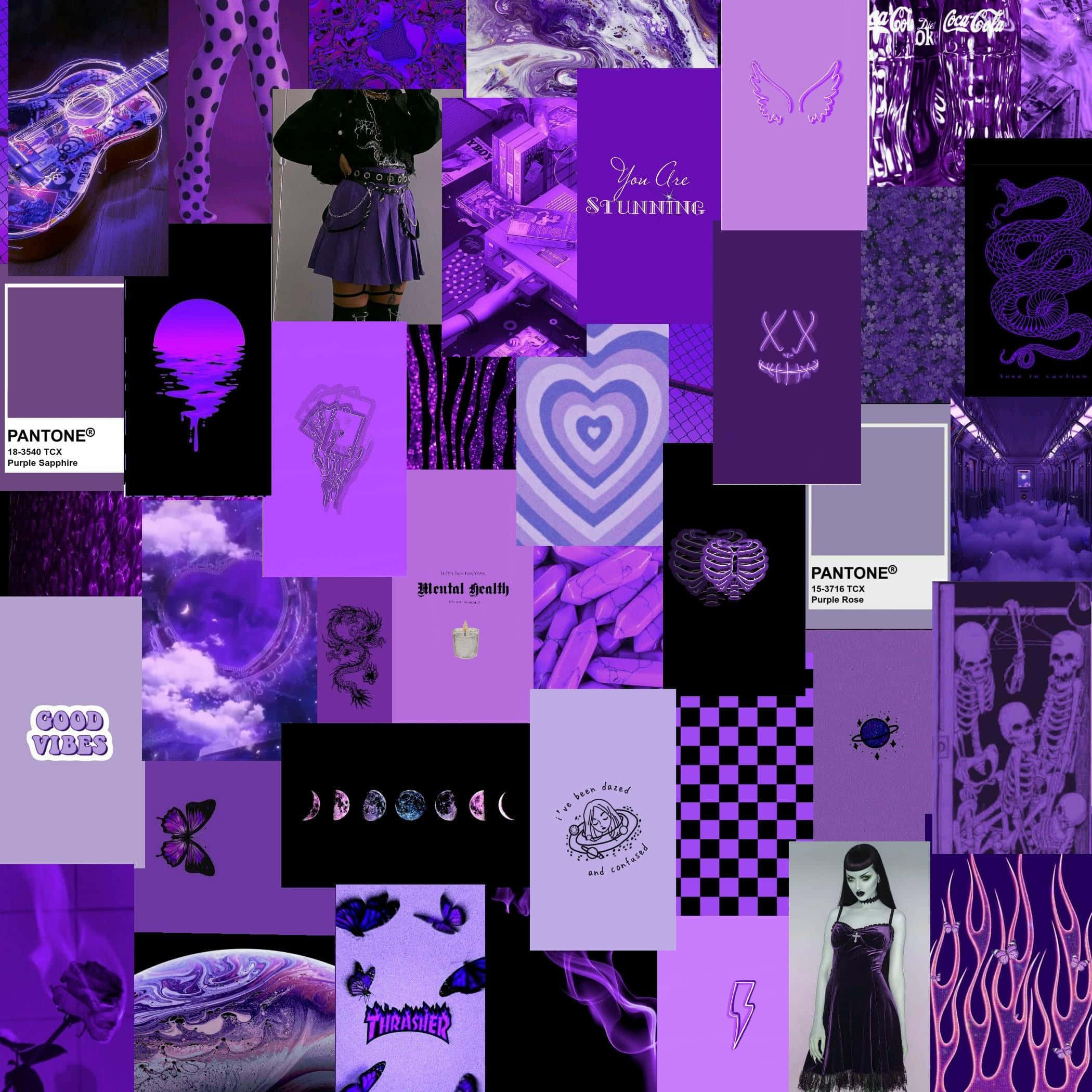 Purple Preppy, guitars, skulls, Full HD Desktop Wallpaper