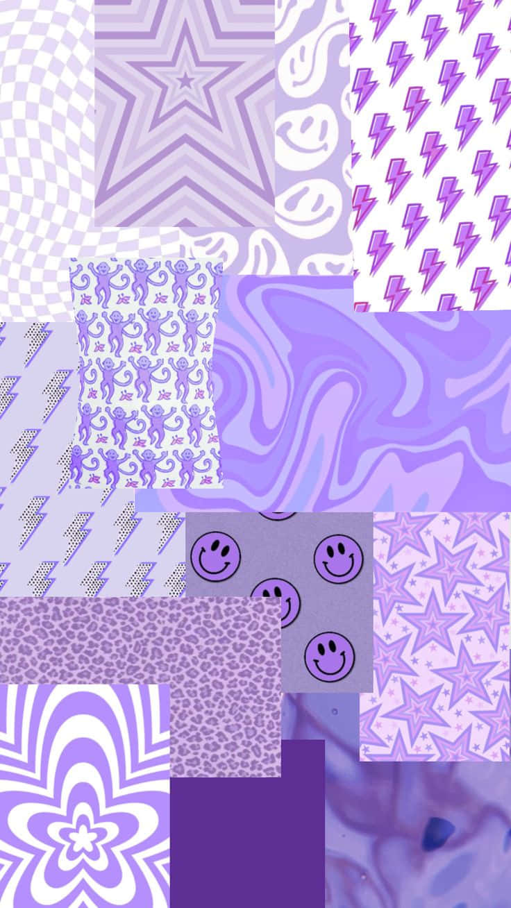 purple pattern collage, geometric patterns, stars, HD Phone Wallpaper