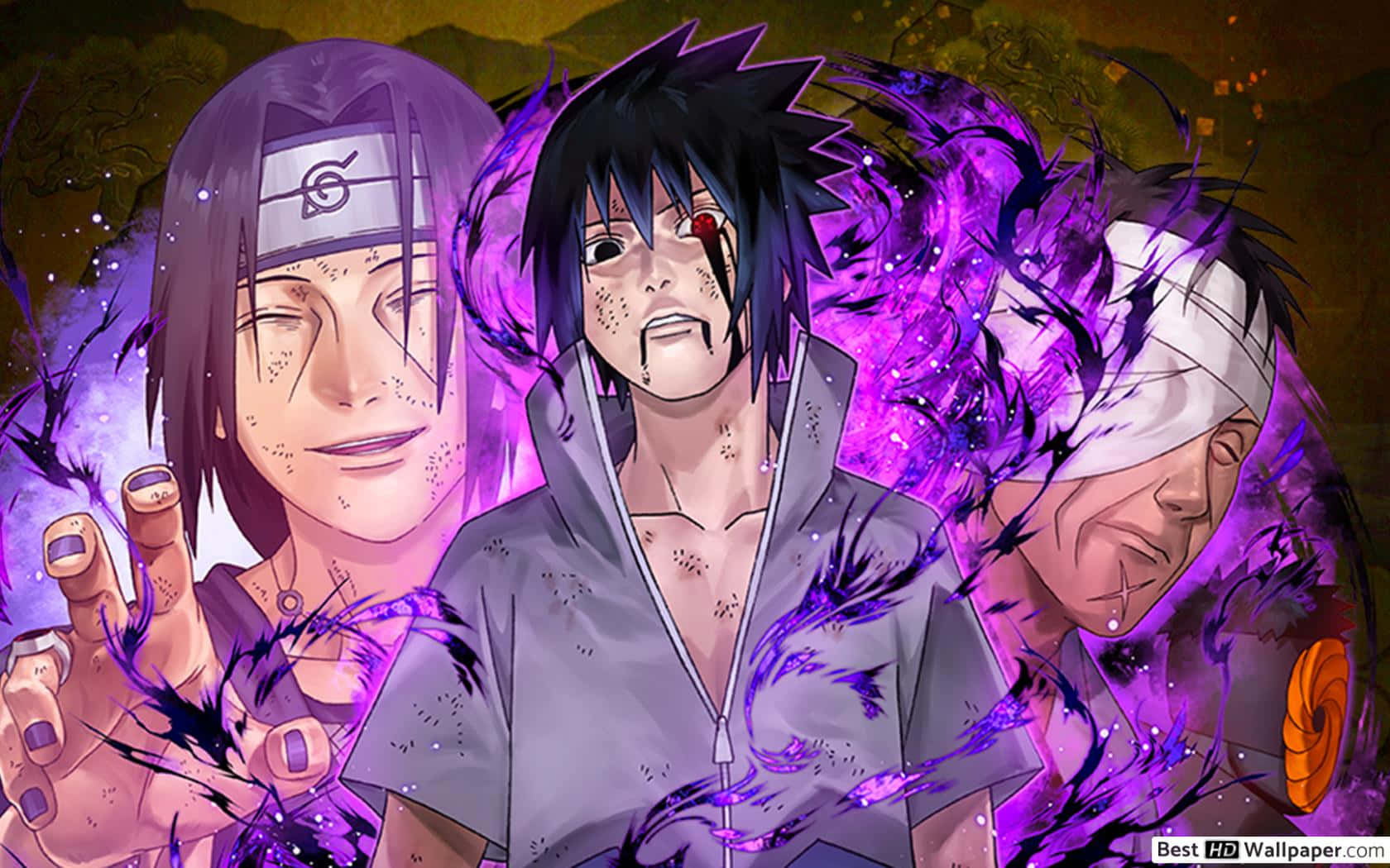 Purple Sasuke, anime characters, purple chakra energy, HD Desktop Wallpaper