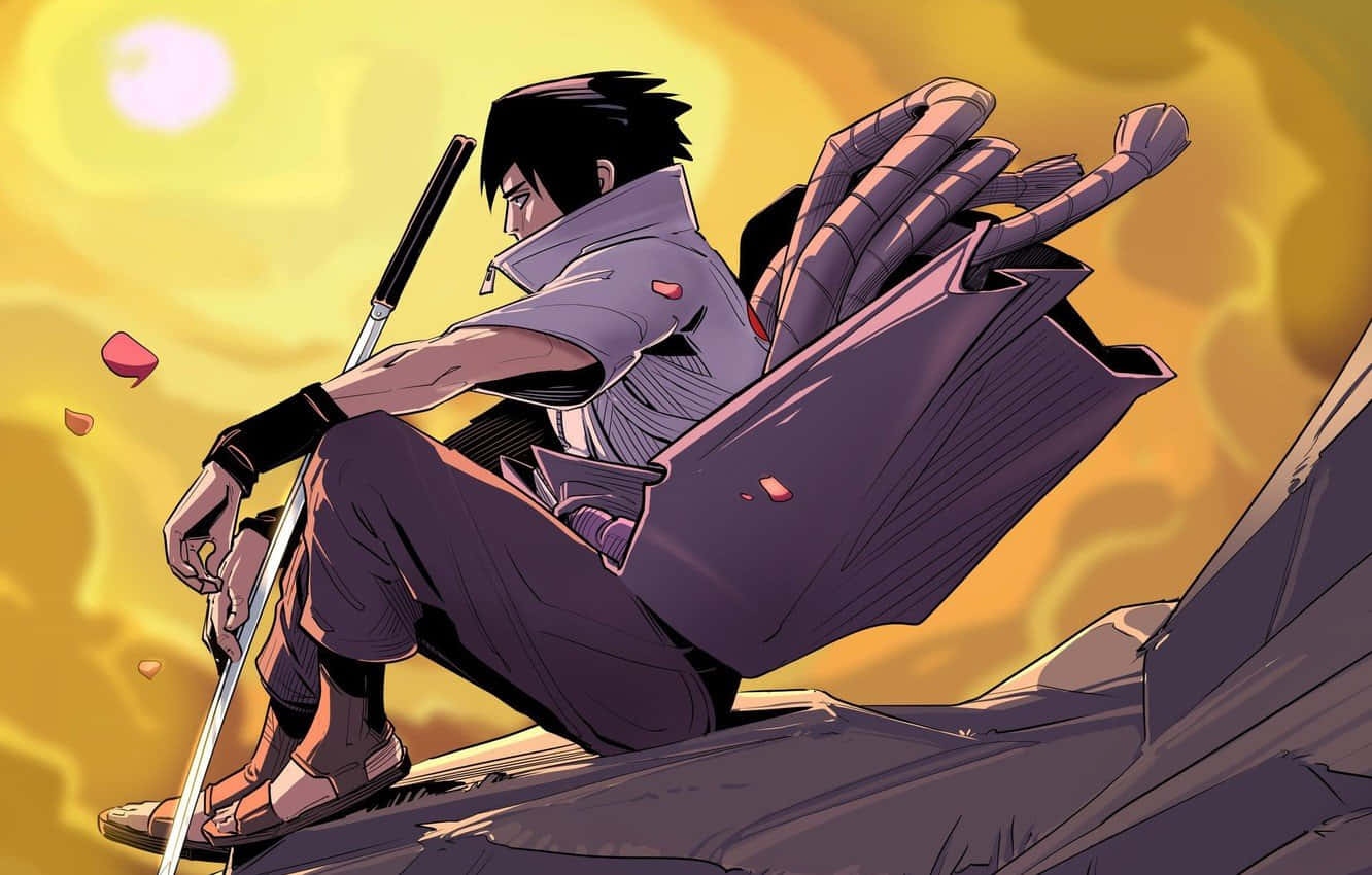 Purple Sasuke, anime warrior, sword, HD Desktop Wallpaper
