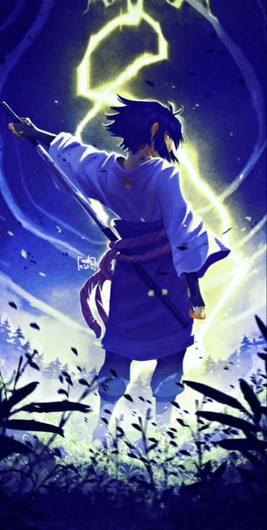 Purple Sasuke, anime warrior, purple robe, SD Phone Wallpaper