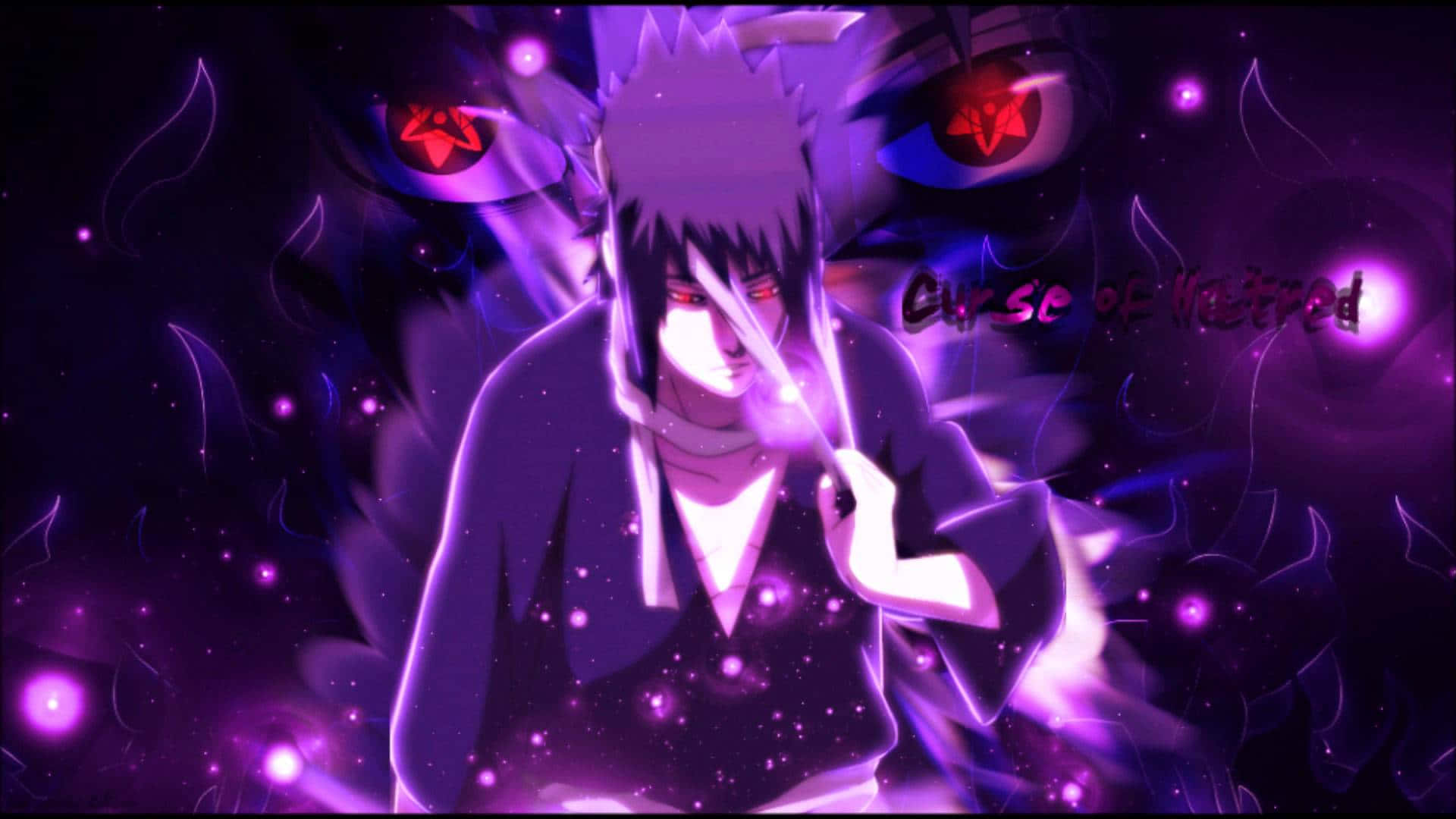 Purple Sasuke, spiky hair, red eyes, Full HD Desktop Wallpaper