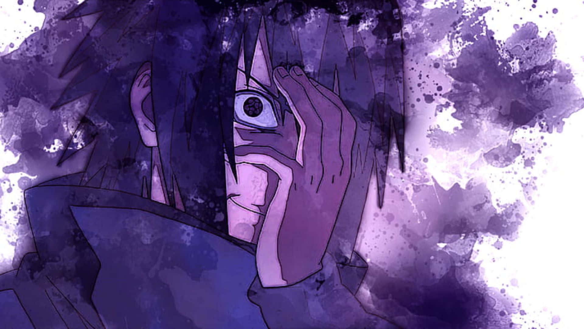 Purple Sasuke, anime character, spiky dark hair, Full HD Desktop Wallpaper