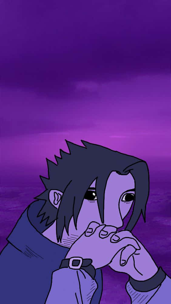 purple sasuke, spiky hair, gradient purple sky, SD Phone Wallpaper