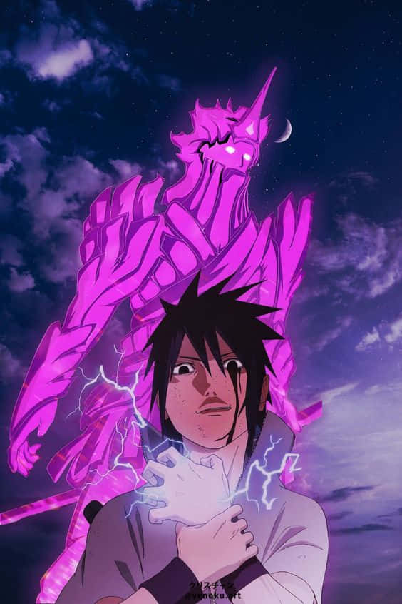 Purple Sasuke, legendary anime character, black spiky hair, SD Phone Wallpaper