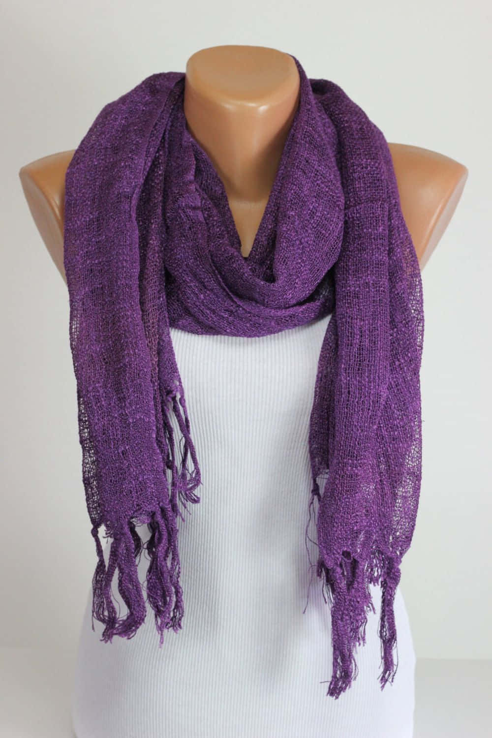 purple scarf, mannequin, white ribbed top, HD Phone Wallpaper