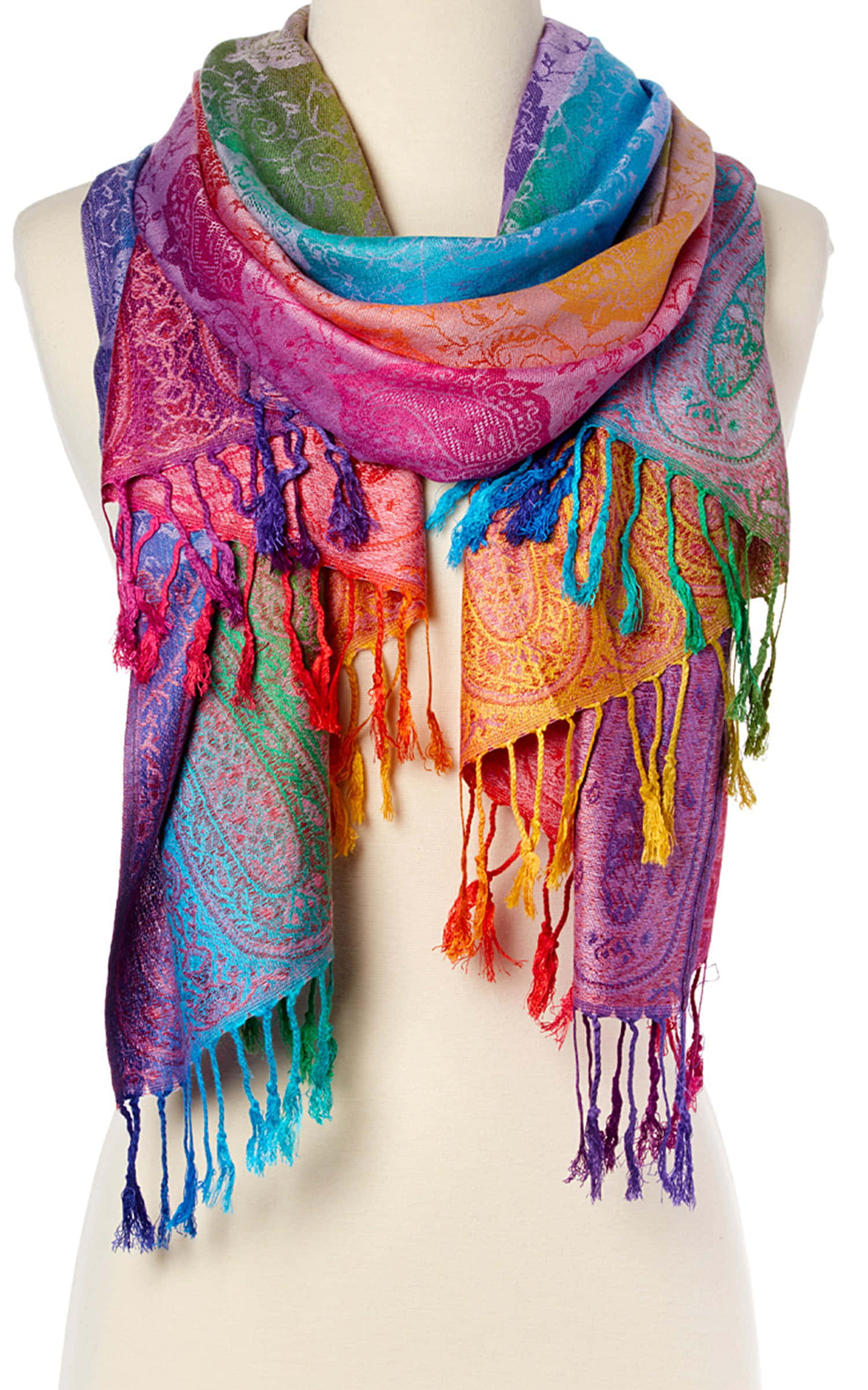 purple scarf, paisley, fringed tassels, Full HD Phone Wallpaper