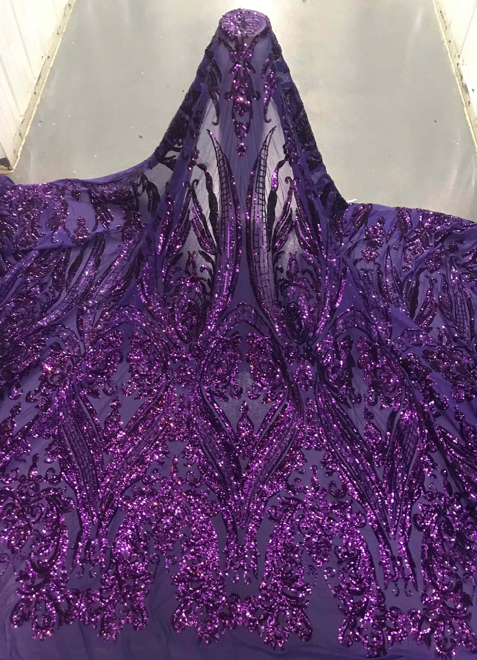 purple sequins, deep purple gown, glittering embroidery, Full HD Phone Wallpaper