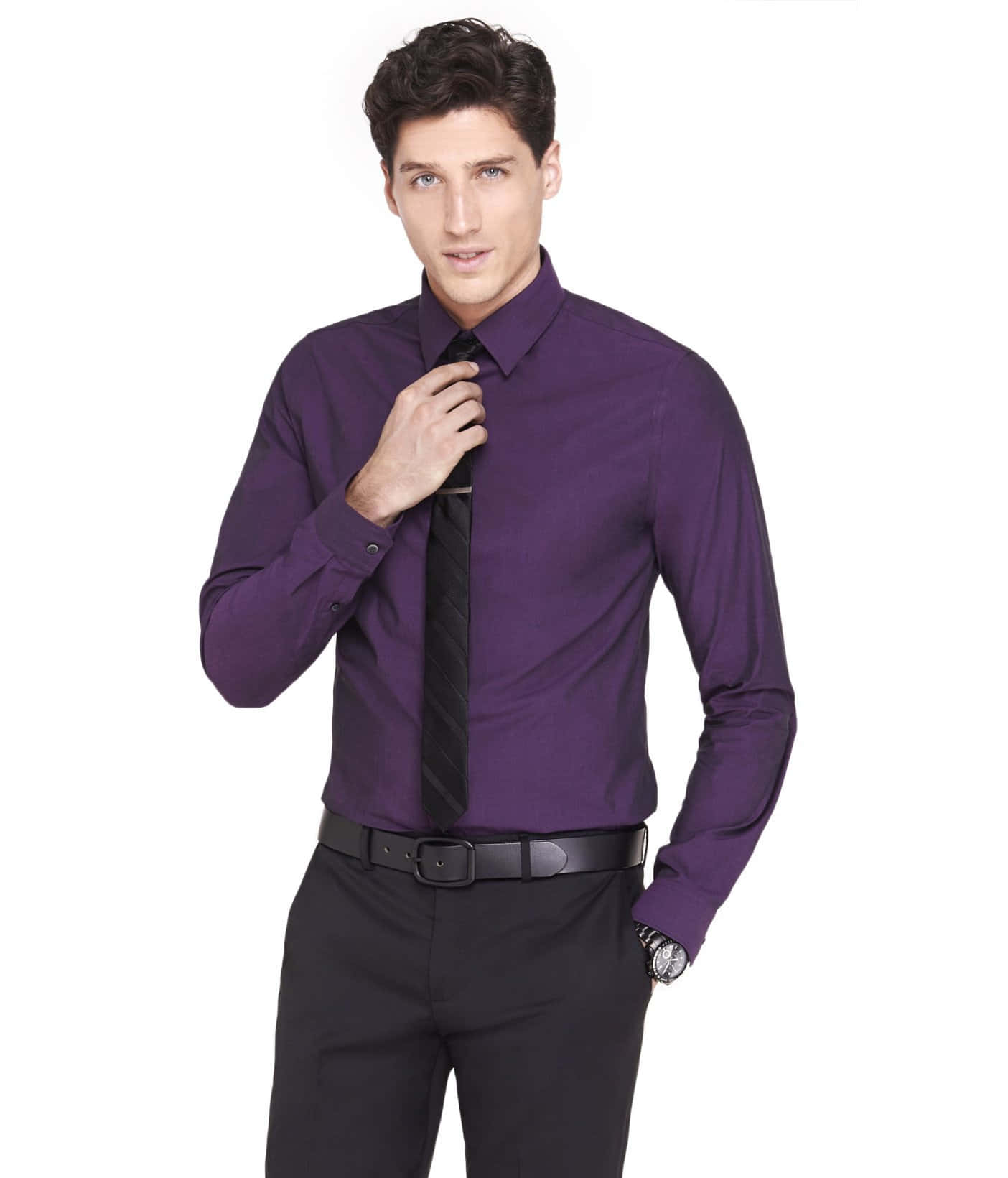 purple dress shirt, black tie, clean white background, HD Phone Wallpaper