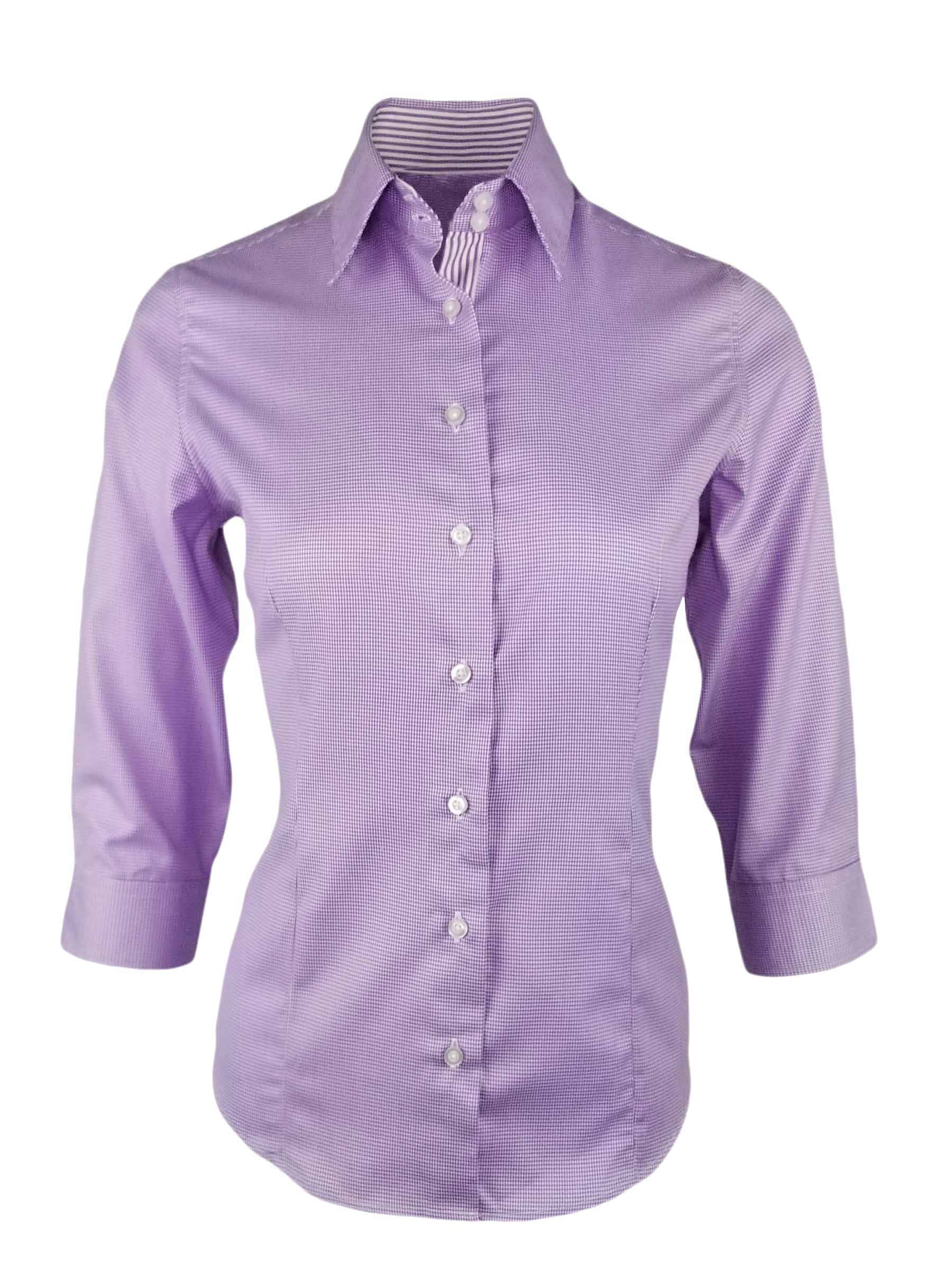lavender gingham button-up shirt, three-quarter sleeves, striped collar, Full HD Phone Wallpaper