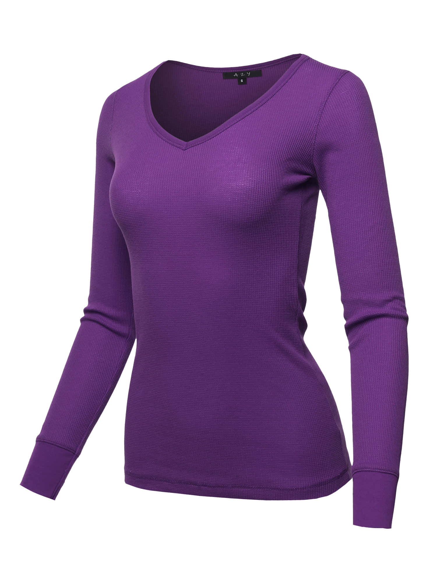 vibrant purple ribbed long-sleeve top, V-neckline, white background, Full HD Phone Wallpaper