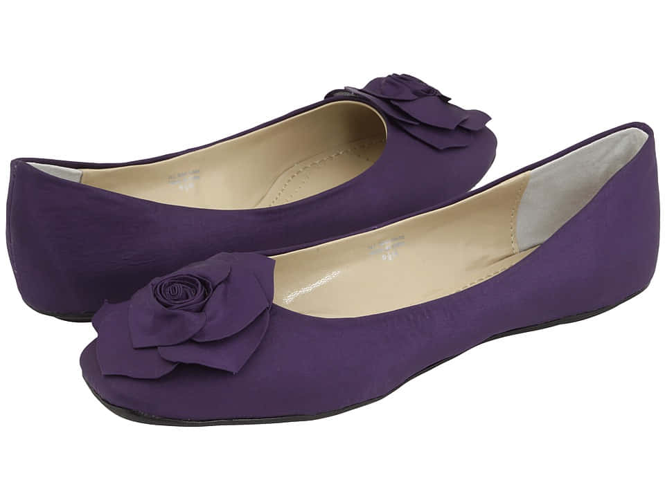purple satin flats, decorative fabric roses, toe, SD Desktop Wallpaper