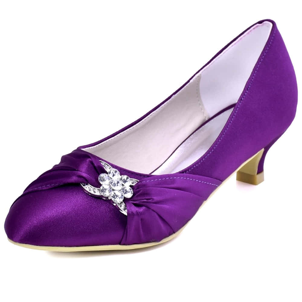 purple satin pump, crystal flower brooch, gold heel, SD Desktop Wallpaper