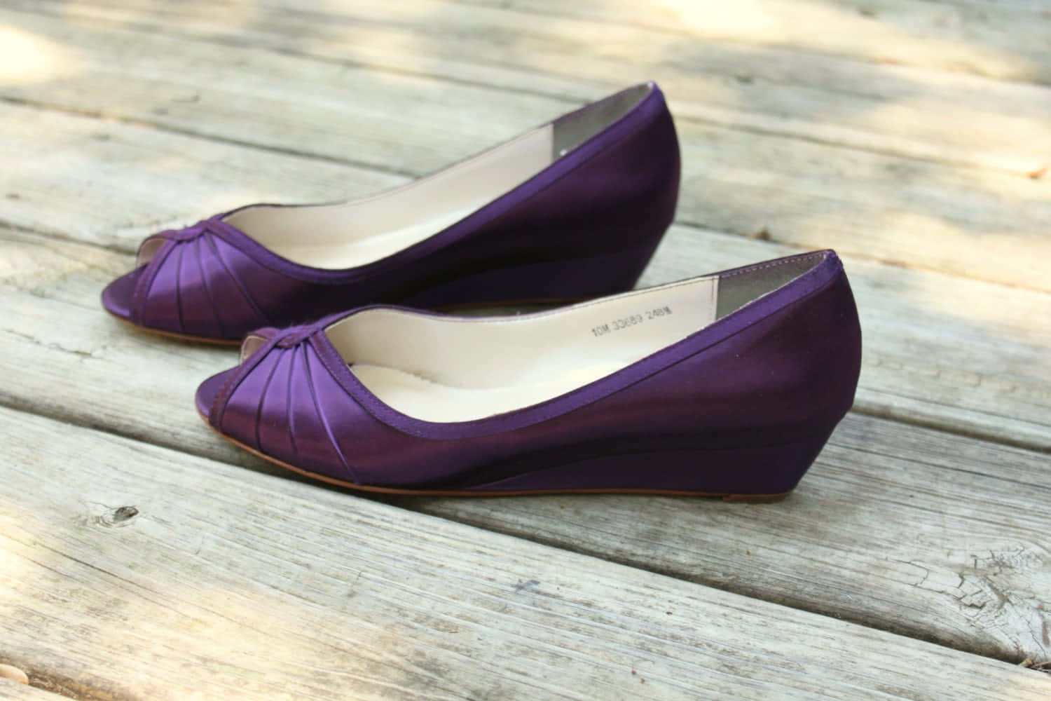purple shoes, shiny purple satin wedge shoes, peep toe, HD Desktop Wallpaper