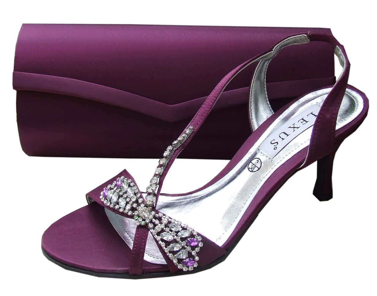purple satin heels, crystal-embellished bow, matching clutch, SD Desktop Wallpaper