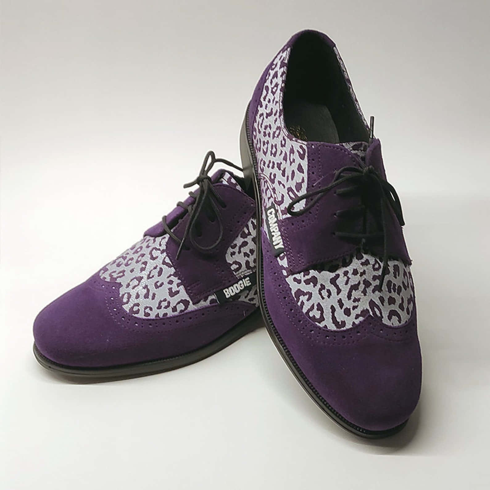 purple suede dress shoes, leopard print accents, black laces, HD Desktop Wallpaper