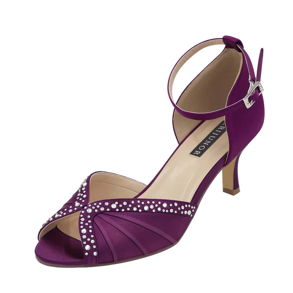 purple shoes, vibrant purple satin peep-toe sandal, sparkling rhinestones, SD Desktop Wallpaper