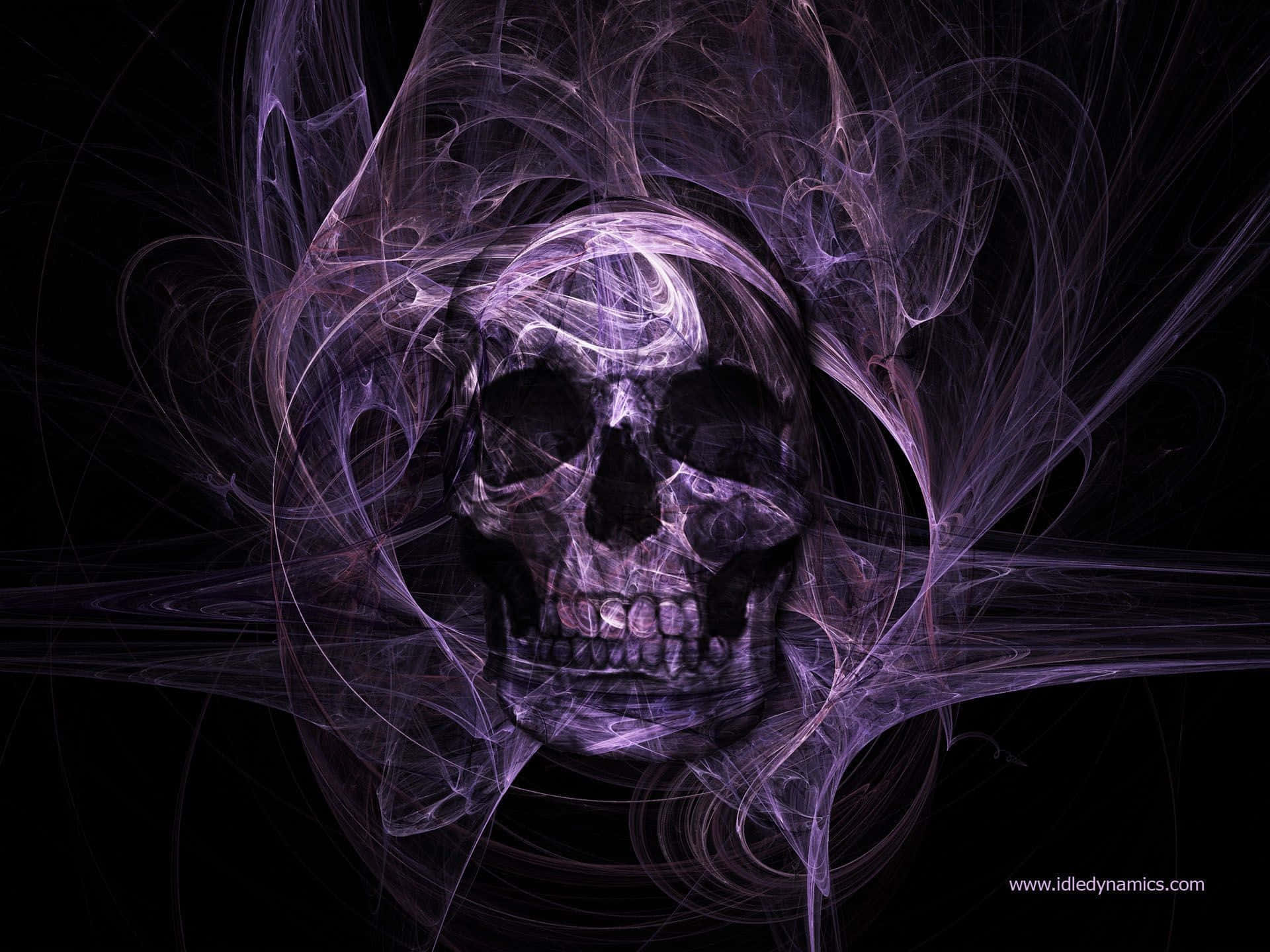 purple skull, swirls, fractal energy, Full HD Desktop Wallpaper