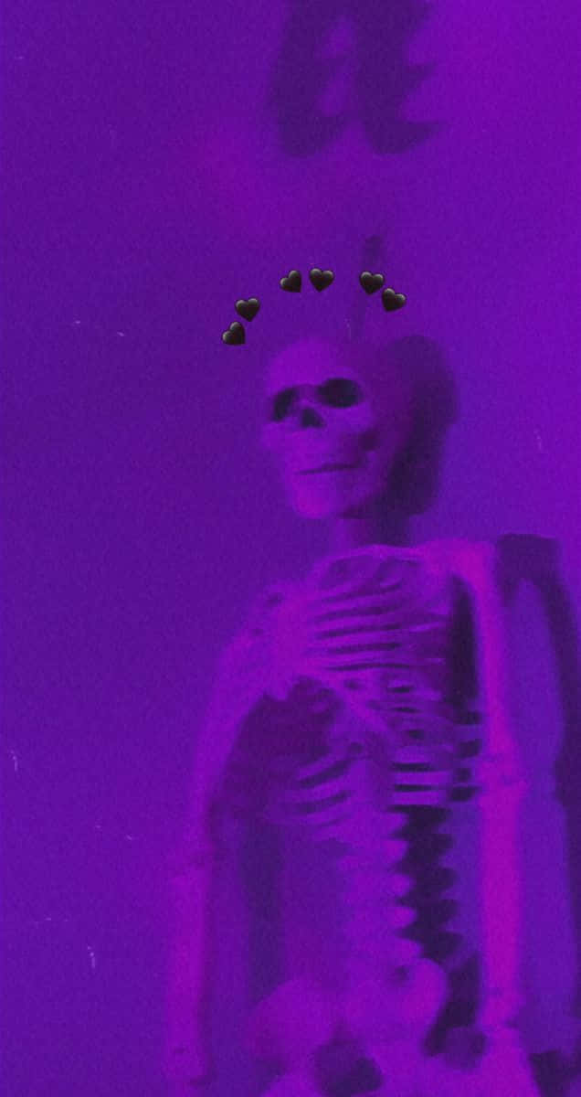 Purple Skeleton Hearts Aesthetic, skeleton figure, purple light, SD Phone Wallpaper