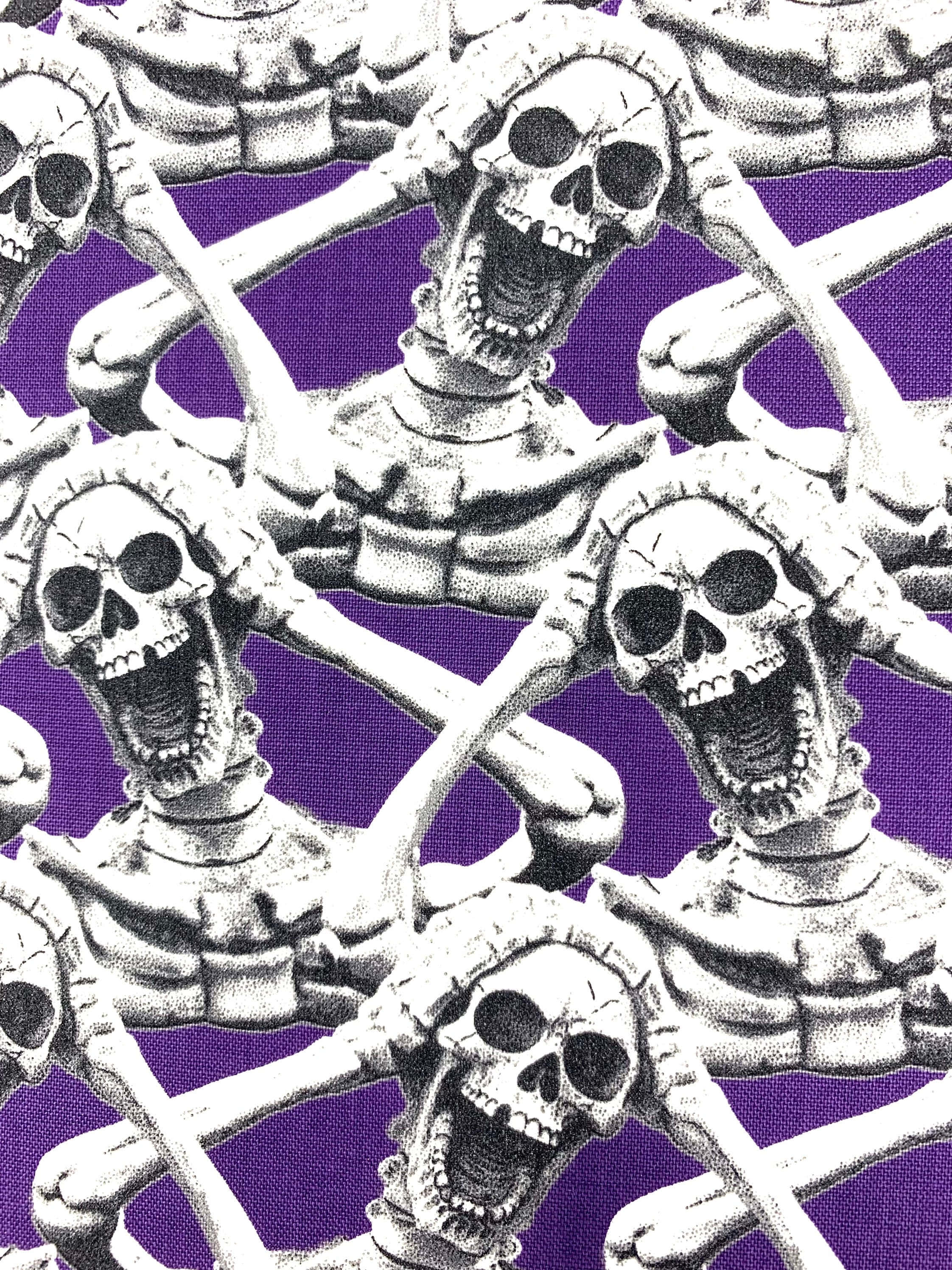 Purple Skeleton, skeletal figures, wide-open mouths, 2K Phone Wallpaper