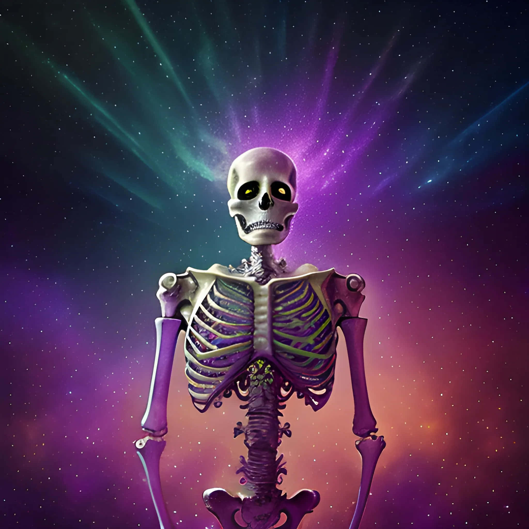 Cosmic Purple Skeleton, cosmic nebula, radiant purple, Full HD Desktop Wallpaper