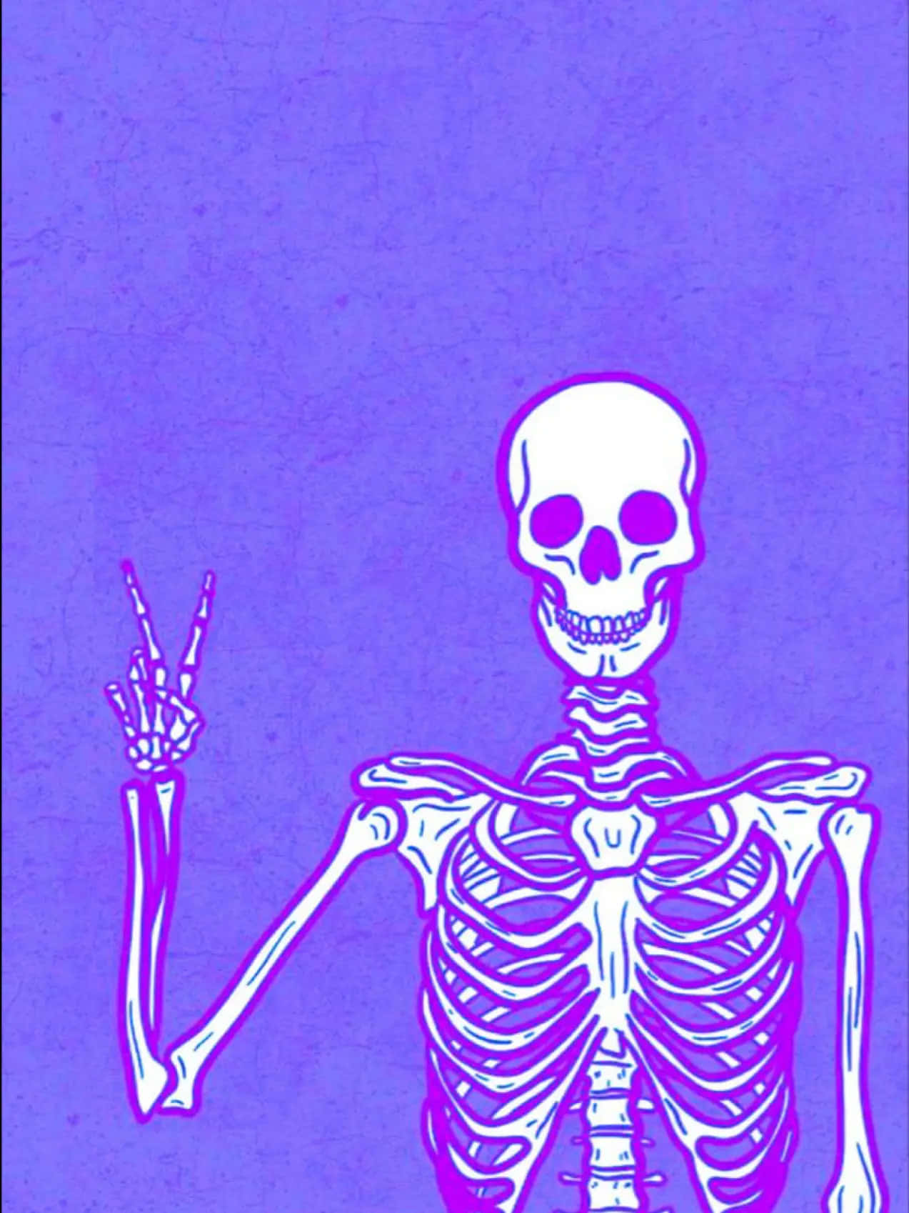 Purple Skeleton, peace sign, white skeleton, HD Phone Wallpaper