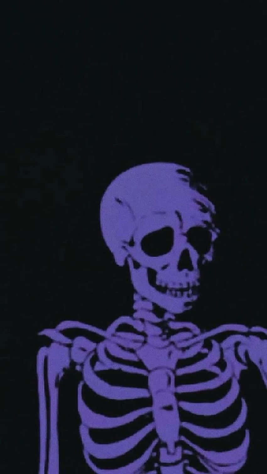 Purple Skeleton, glowing purple, black background, HD Phone Wallpaper
