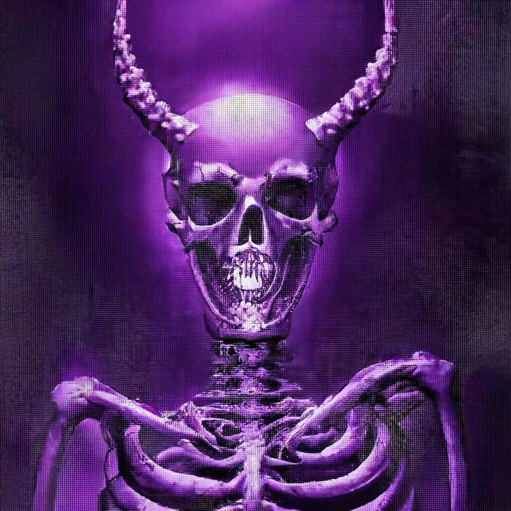 Purple Skeleton, glowing purple, horned skull, SD Desktop Wallpaper