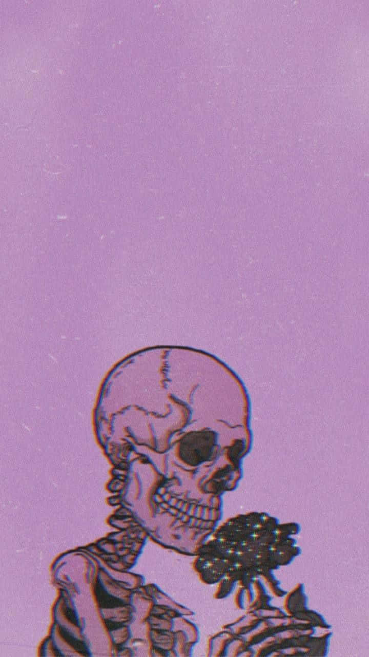 Purple Skeleton, dark flower, textured lavender background, HD Phone Wallpaper