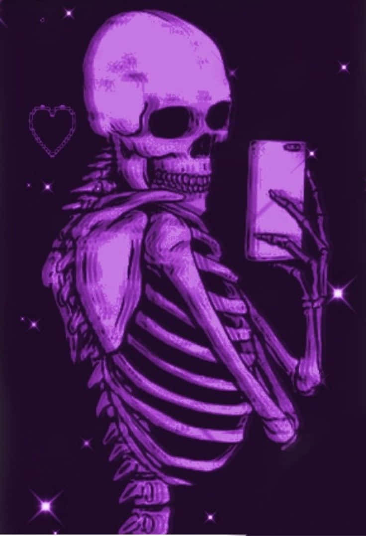 Purple Skeleton, selfie, smartphone, SD Phone Wallpaper