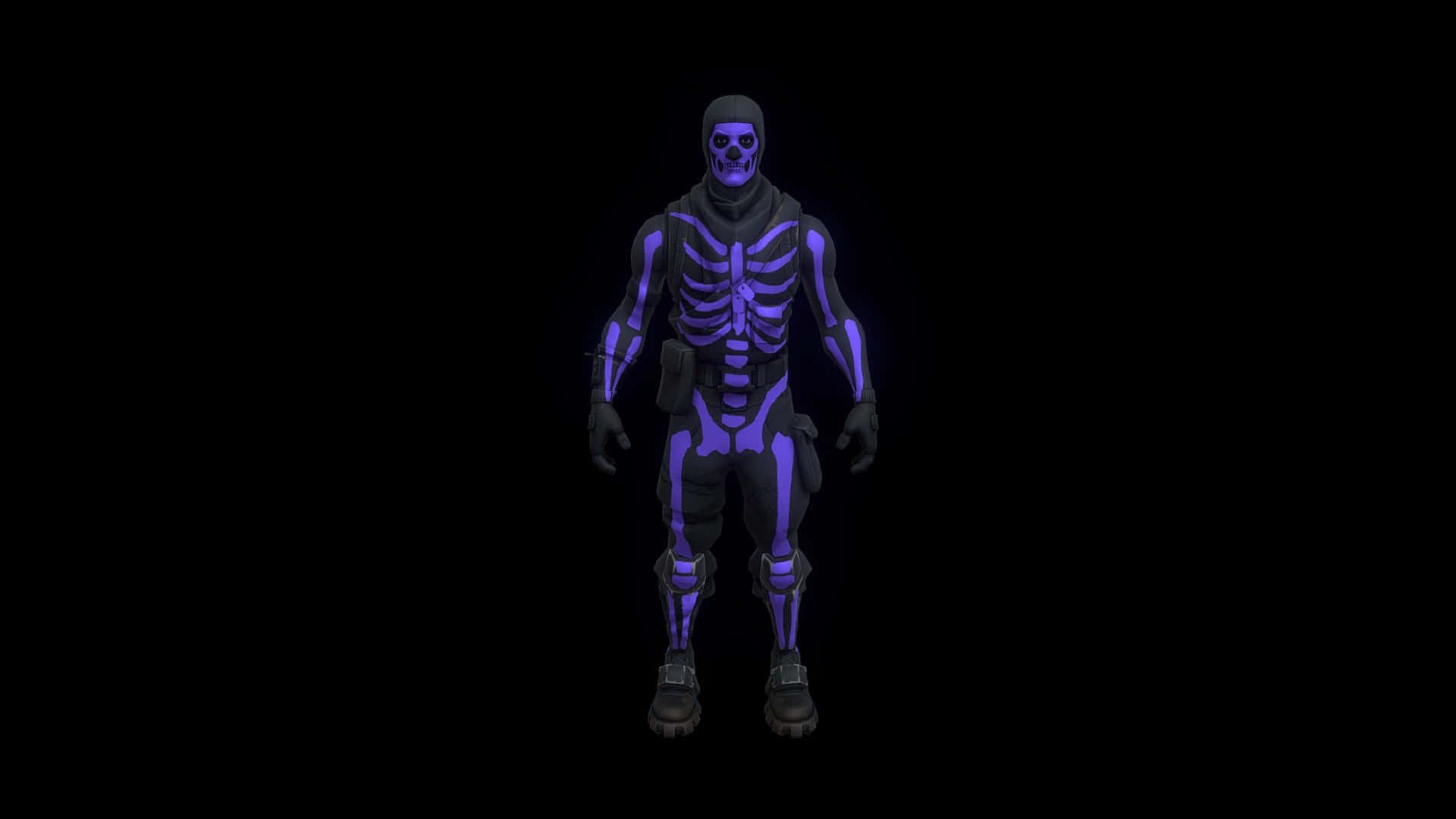 Purple Skull Trooper, glowing purple skeleton, tactical gear, Full HD Desktop Wallpaper