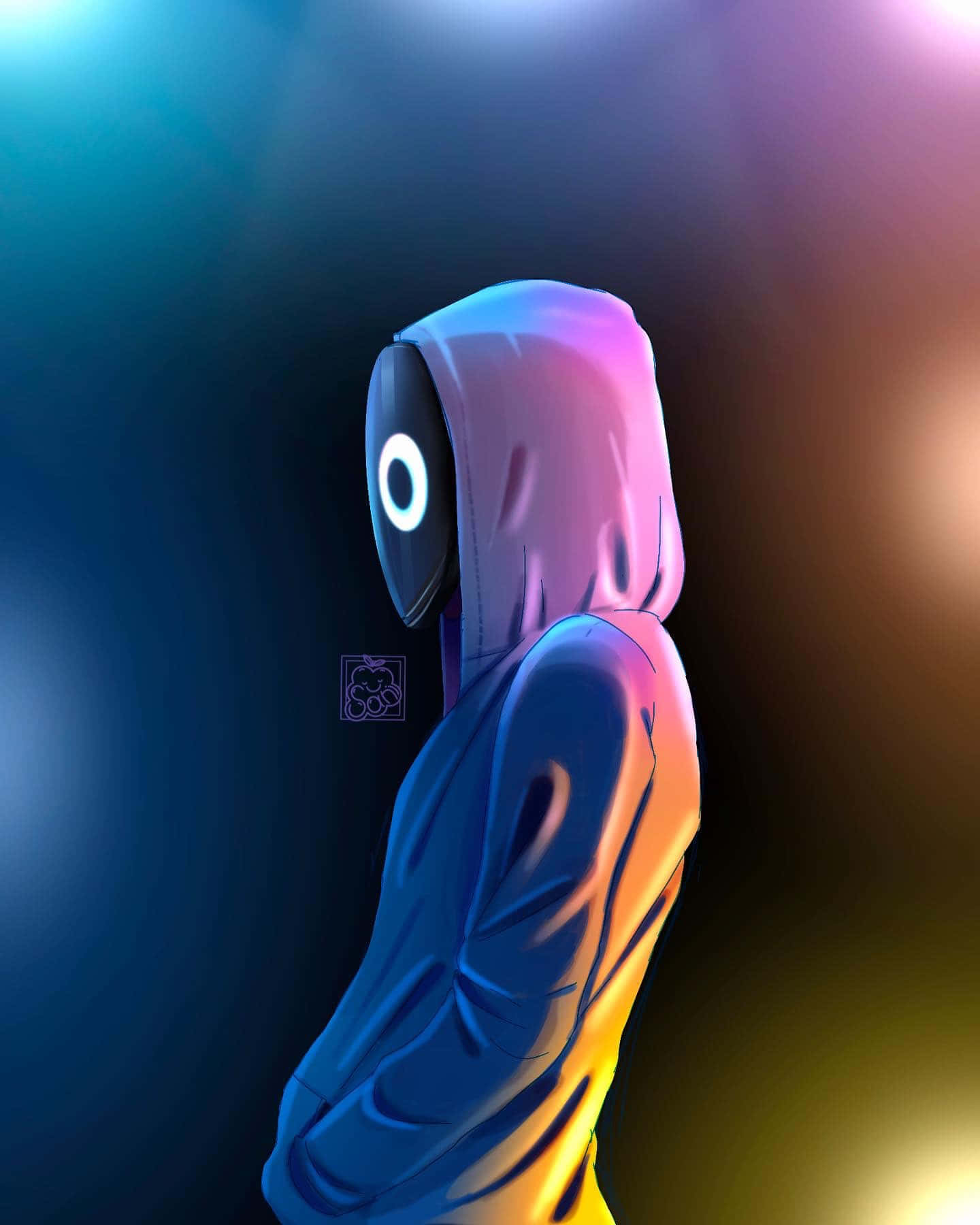 Purple Skull Trooper, glowing-eyed, hooded figure, HD Phone Wallpaper