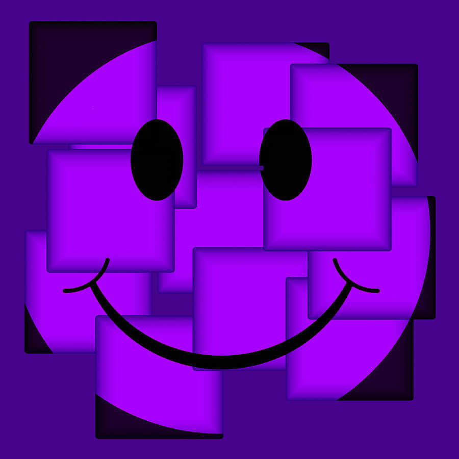 abstract purple smiley face, purple squares, black eyes, SD Desktop Wallpaper