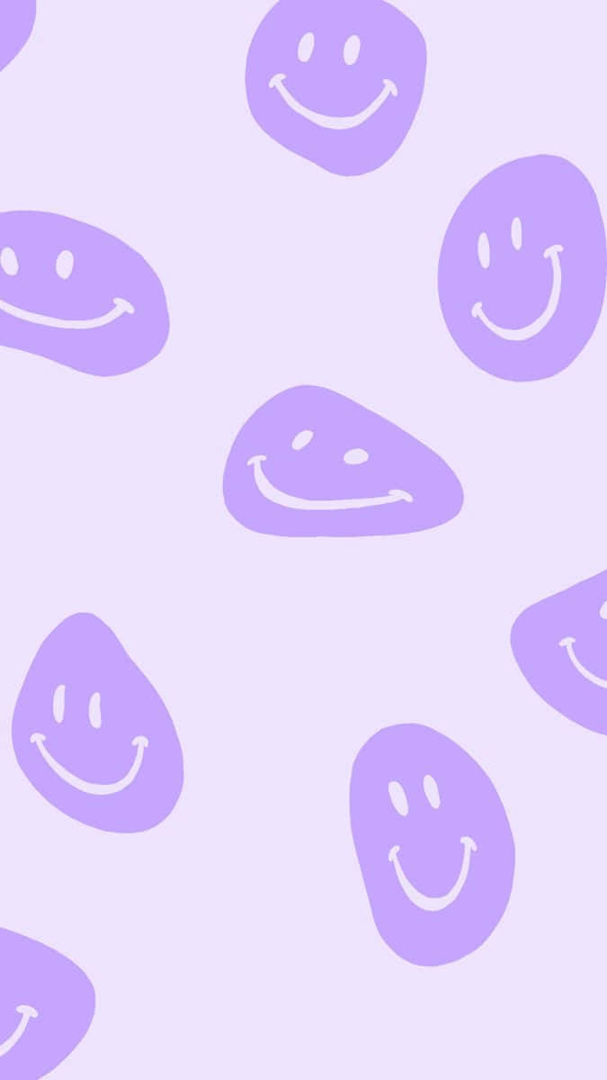 Purple Smiley Faces Pattern, pastel purple, scattered simple smiling faces, SD Phone Wallpaper