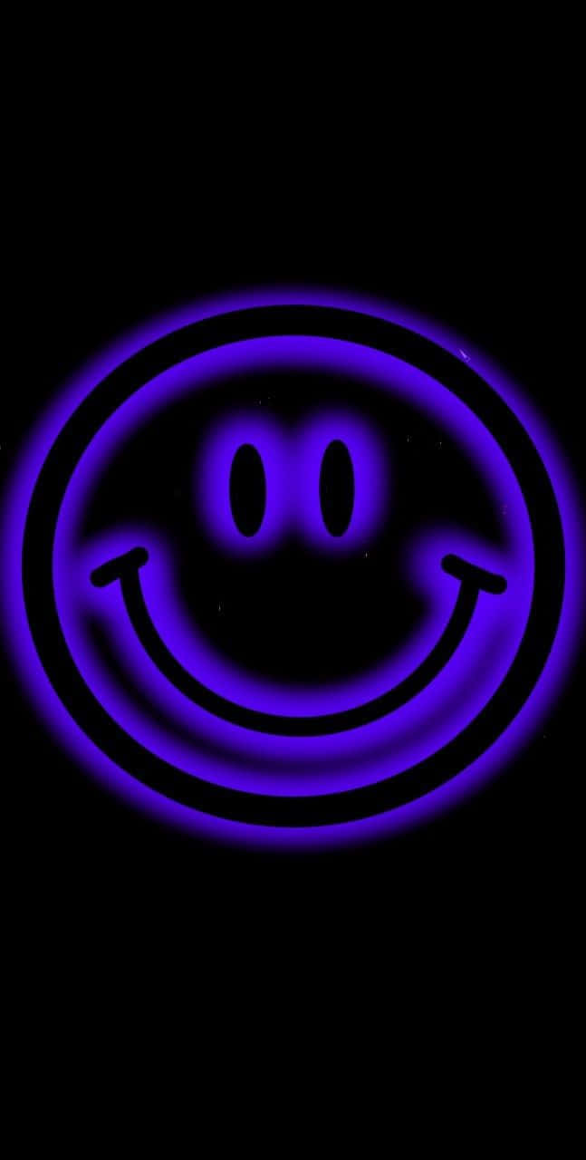 purple neon smiley face, glowing purple smiley face, radiant aura, HD Phone Wallpaper
