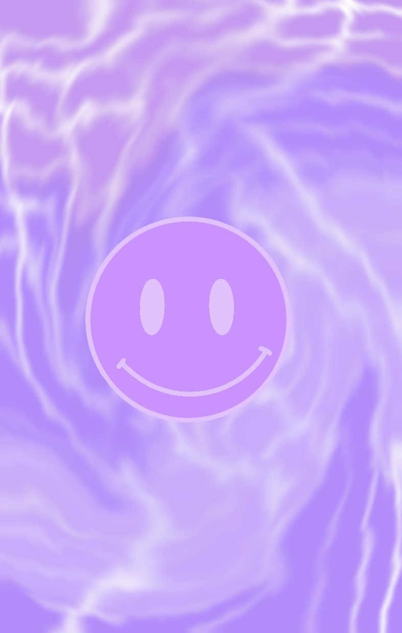 Purple Smiley Face, wavy background, glowing purple, SD Phone Wallpaper