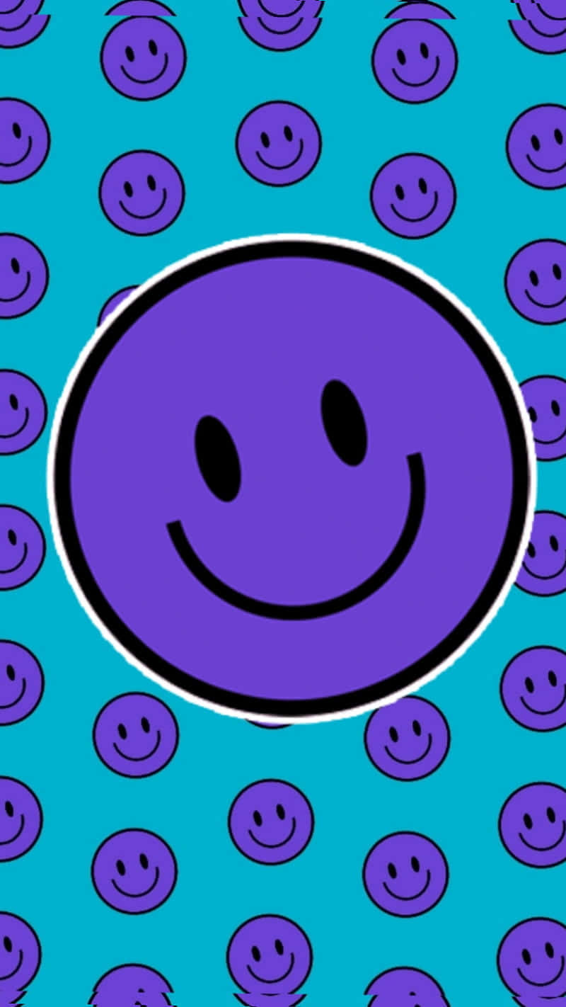 Purple Smiley Face, teal background, thick black outline, HD Phone Wallpaper